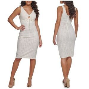 NWOT GUESS Women's Geo Lace Sheath with Key Hole Detail White 16